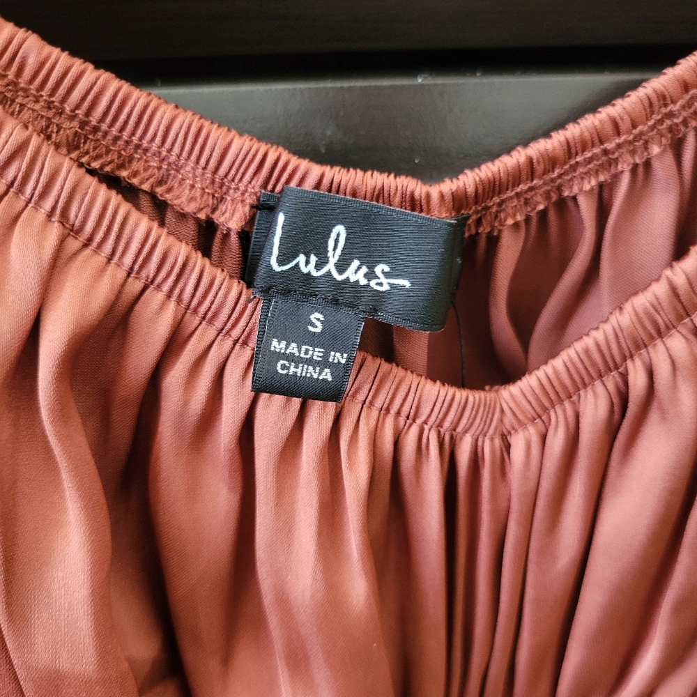 Lulus Satin Ruched Long Sleeve Top - Picture 3 of 3